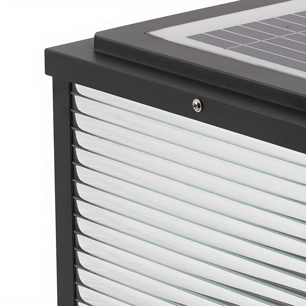 2-Color LED Black Cube Solar Outdoor Post Light