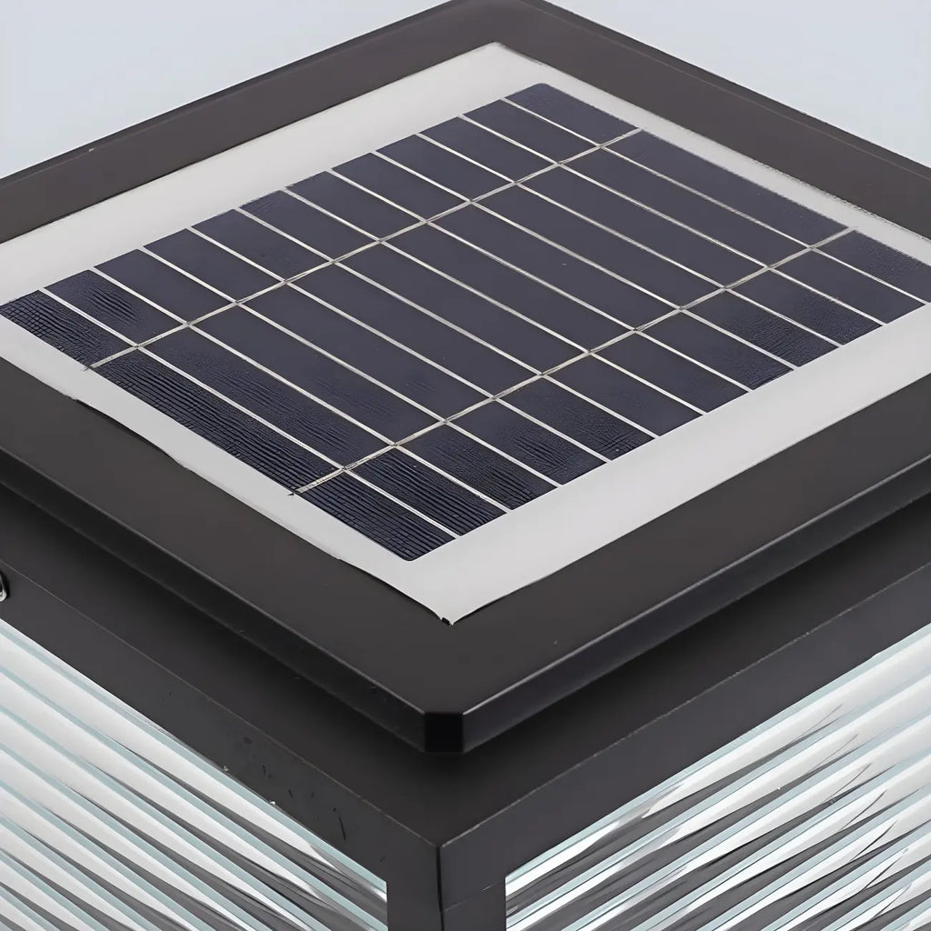 2-Color LED Black Cube Solar Outdoor Post Light