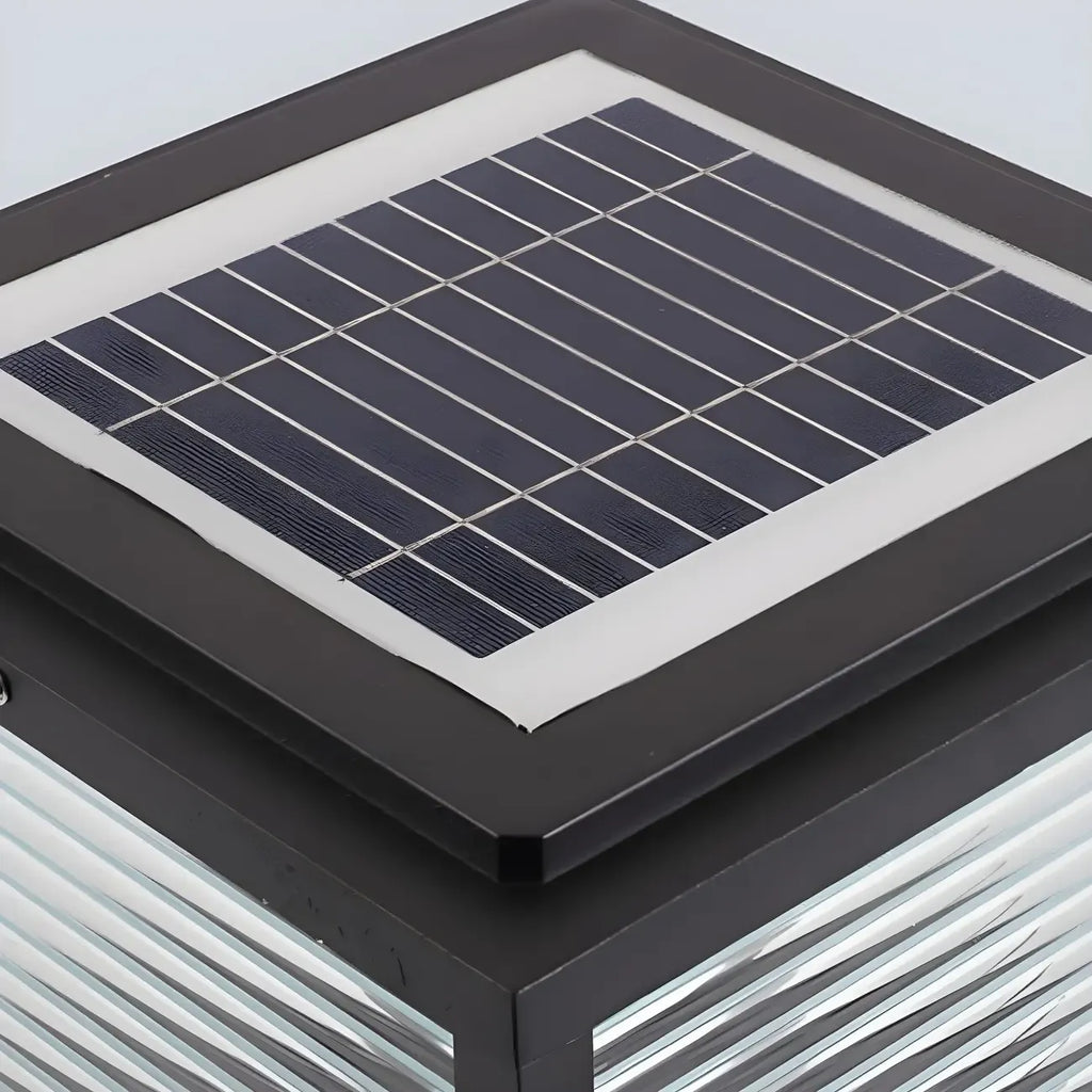 2-Color LED Black Cube Solar Outdoor Post Light