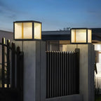 2-Color LED Black Cube Solar Outdoor Post Light