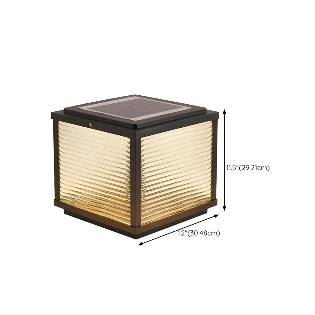 2-Color LED Black Cube Solar Outdoor Post Light