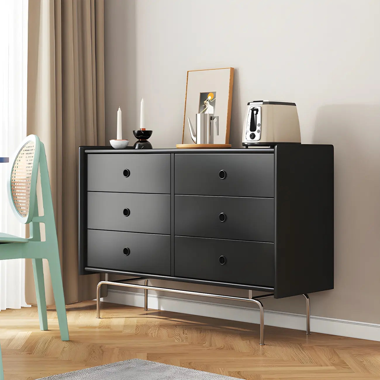 Elegant Grey Wooden Dresser & Chest with Storage
