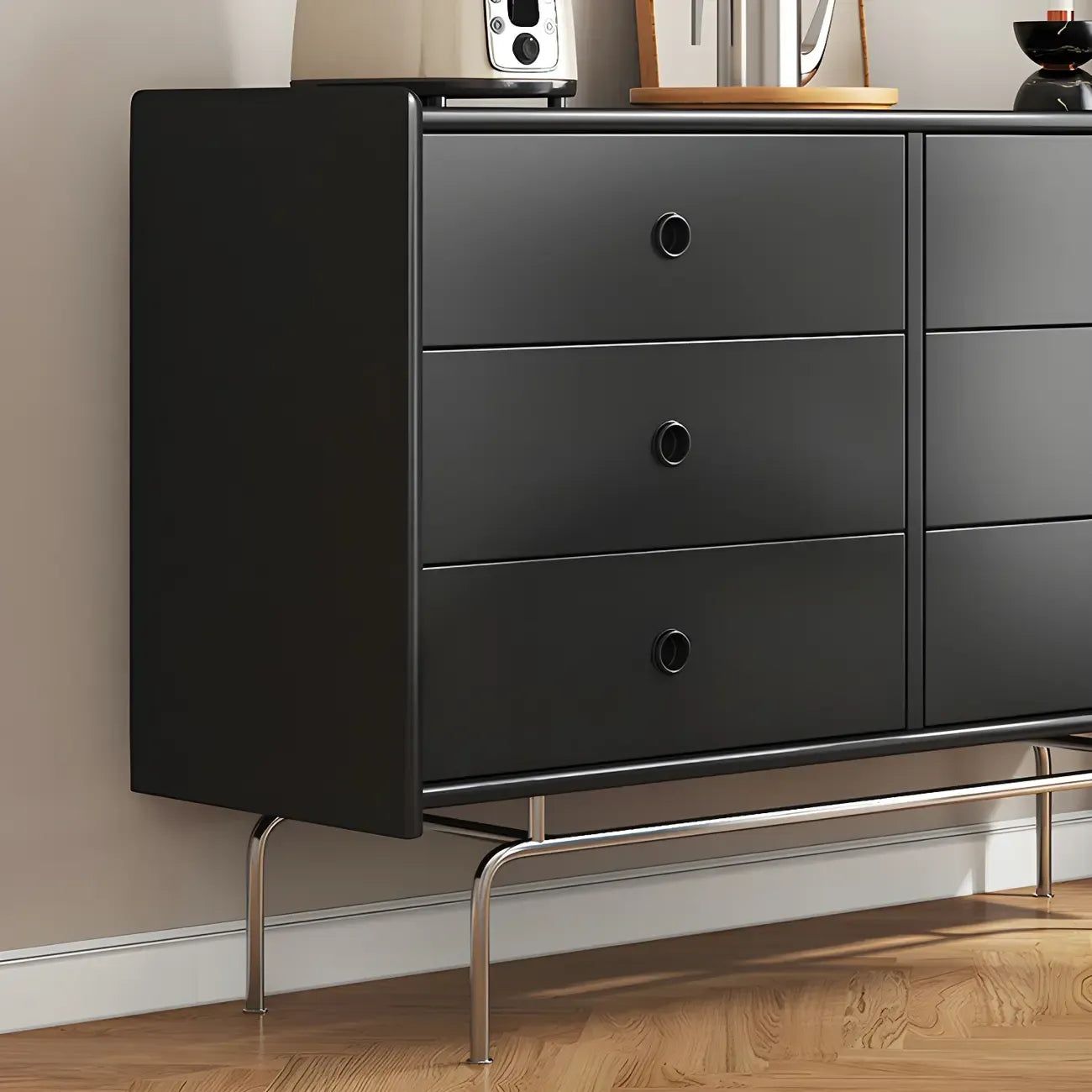 Elegant Grey Wooden Dresser & Chest with Storage