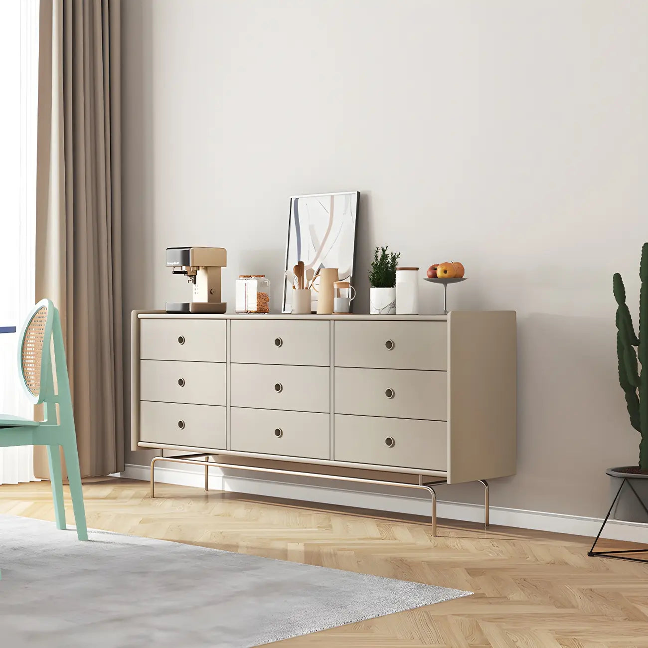 Elegant Grey Wooden Dresser & Chest with Storage