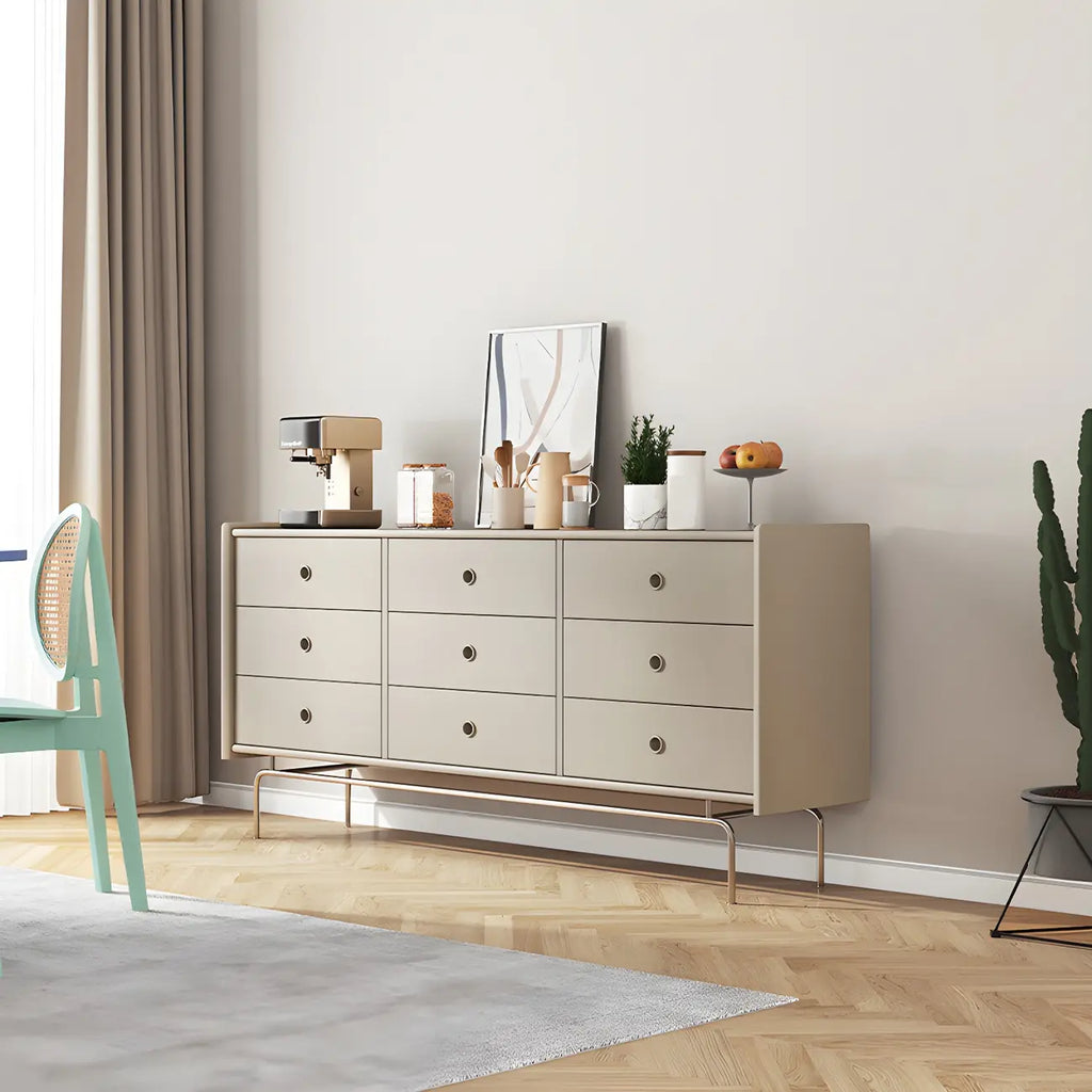 Elegant Grey Wooden Dresser & Chest with Storage