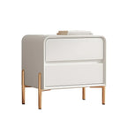 Morandi Short Leather Wood 2 Tiers Nightstand with Legs