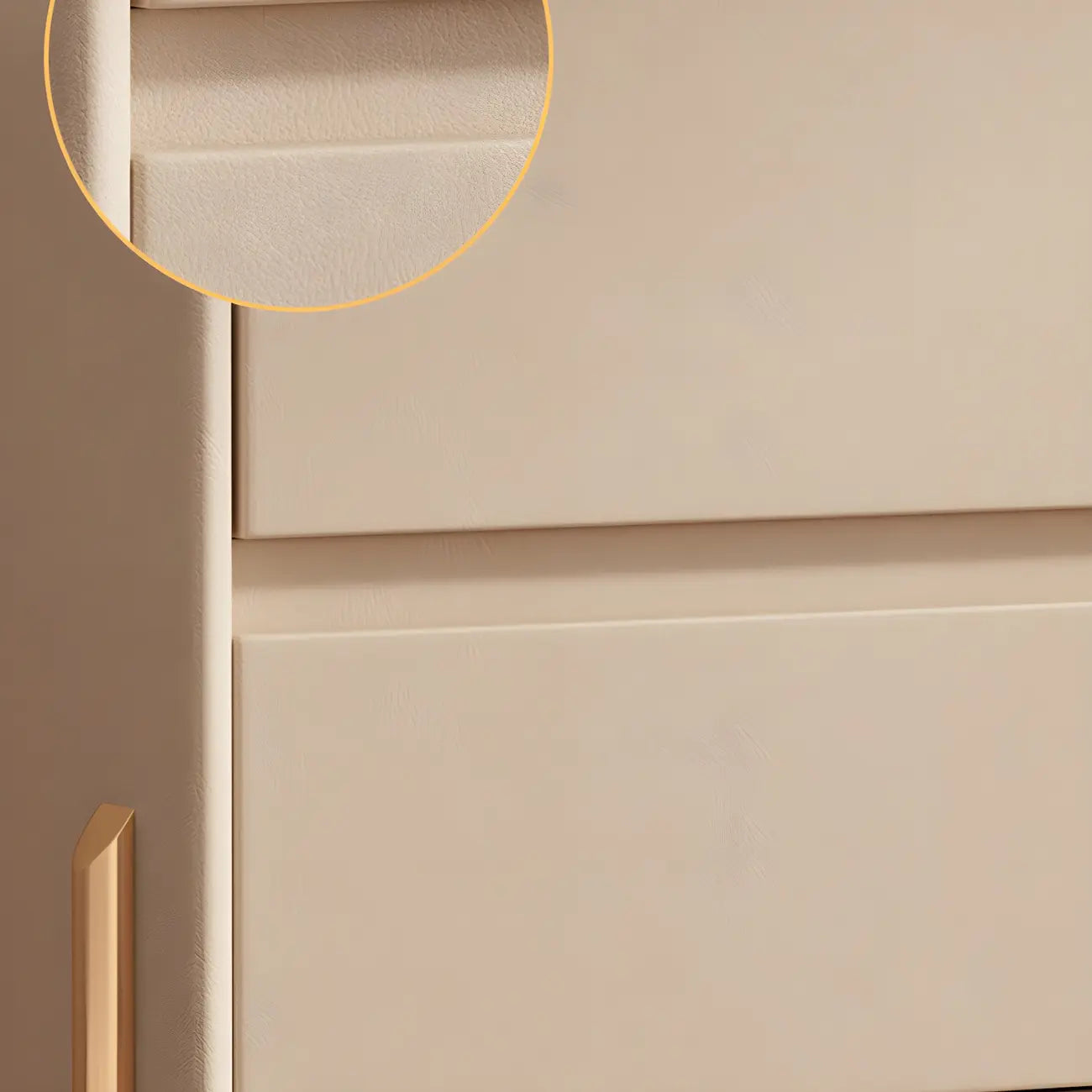 Morandi Short Leather Wood 2 Tiers Nightstand with Legs
