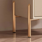 Morandi Short Leather Wood 2 Tiers Nightstand with Legs