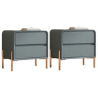 Morandi Short Leather Wood 2 Tiers Nightstand with Legs
