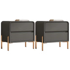 Morandi Short Leather Wood 2 Tiers Nightstand with Legs