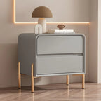 Morandi Short Leather Wood 2 Tiers Nightstand with Legs