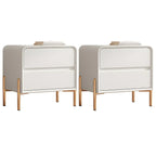 Morandi Short Leather Wood 2 Tiers Nightstand with Legs