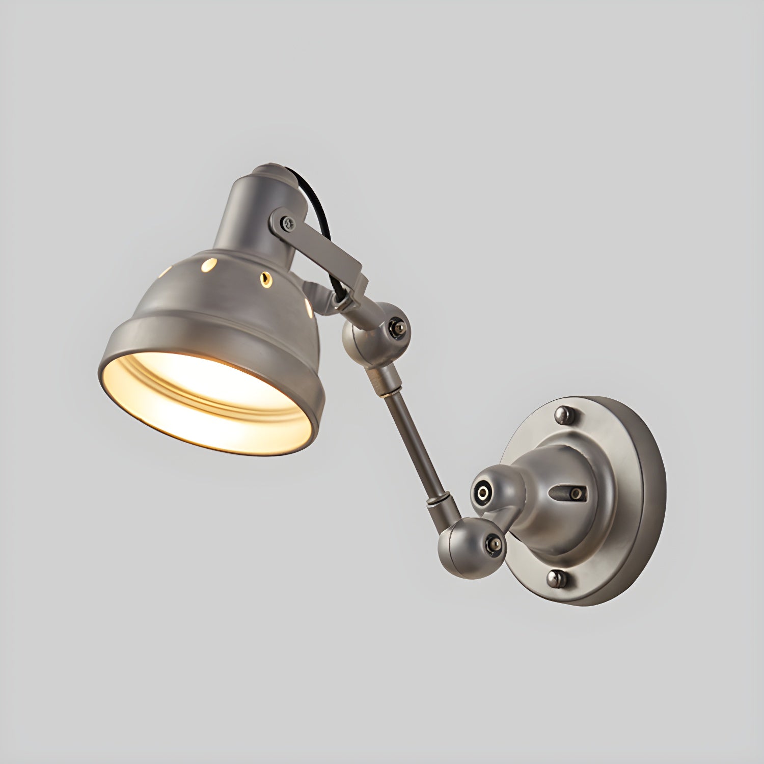 Industrial Metal Silver Adjustable Swing Arm Wall Light