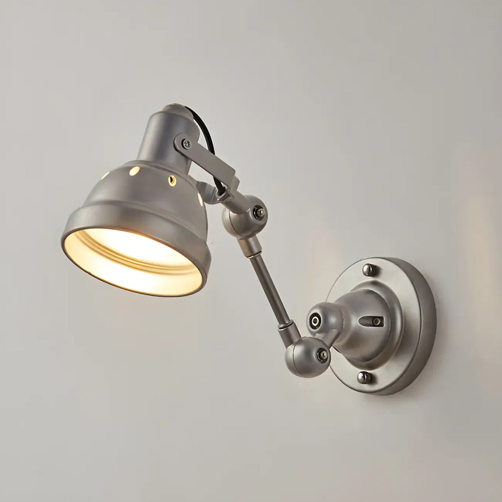 Industrial Metal Silver Adjustable Swing Arm Wall Light