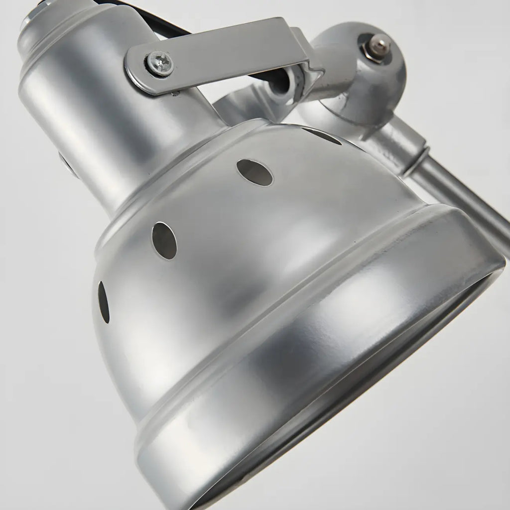 Industrial Metal Silver Adjustable Swing Arm Wall Light