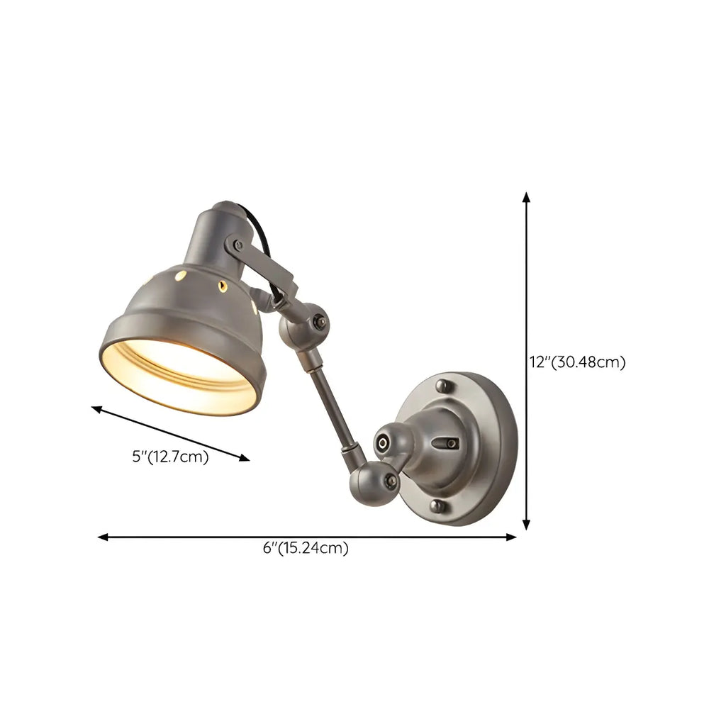 Industrial Metal Silver Adjustable Swing Arm Wall Light