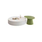 Modern Wooden White Round Nesting Coffee Tables