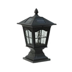 Retro Black Metal Clear Pane Solar Outdoor Post Lights