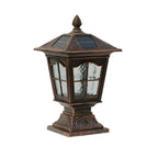 Retro Black Metal Clear Pane Solar Outdoor Post Lights