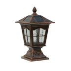 Retro Black Metal Clear Pane Solar Outdoor Post Lights