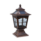 Retro Black Metal Clear Pane Solar Outdoor Post Lights