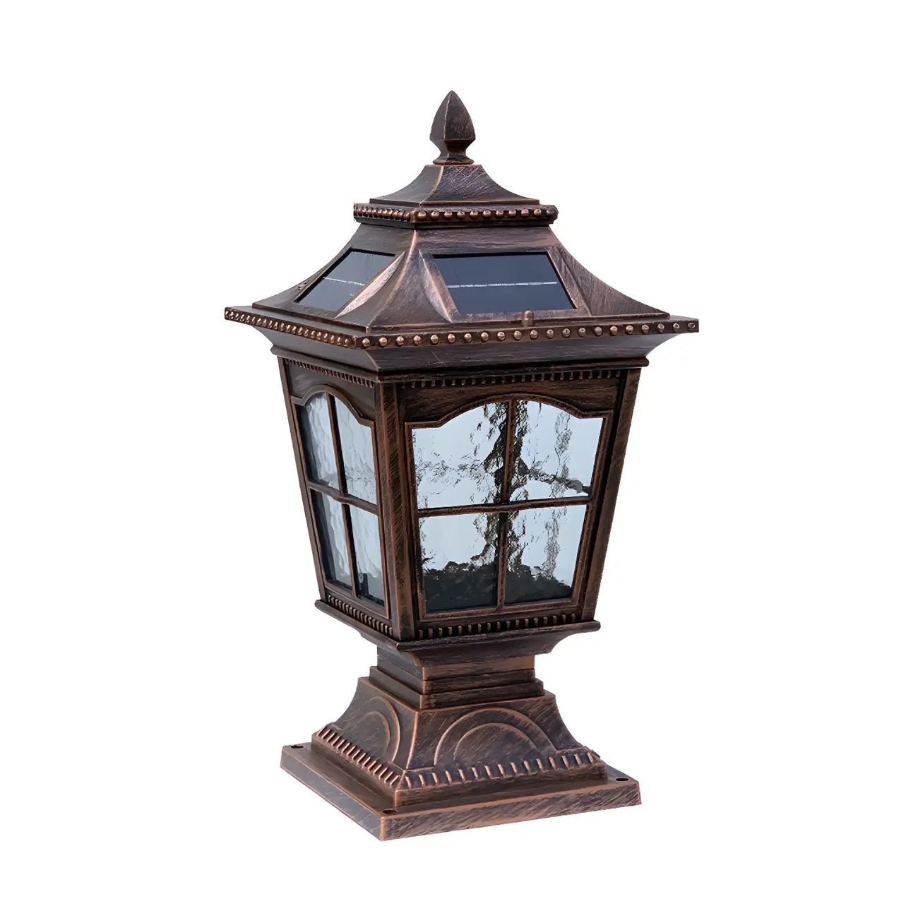 Retro Black Metal Clear Pane Solar Outdoor Post Lights
