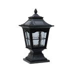 Retro Black Metal Clear Pane Solar Outdoor Post Lights