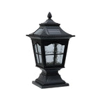 Retro Black Metal Clear Pane Solar Outdoor Post Lights