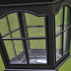 Retro Black Metal Clear Pane Solar Outdoor Post Lights