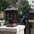 Retro Black Metal Clear Pane Solar Outdoor Post Lights