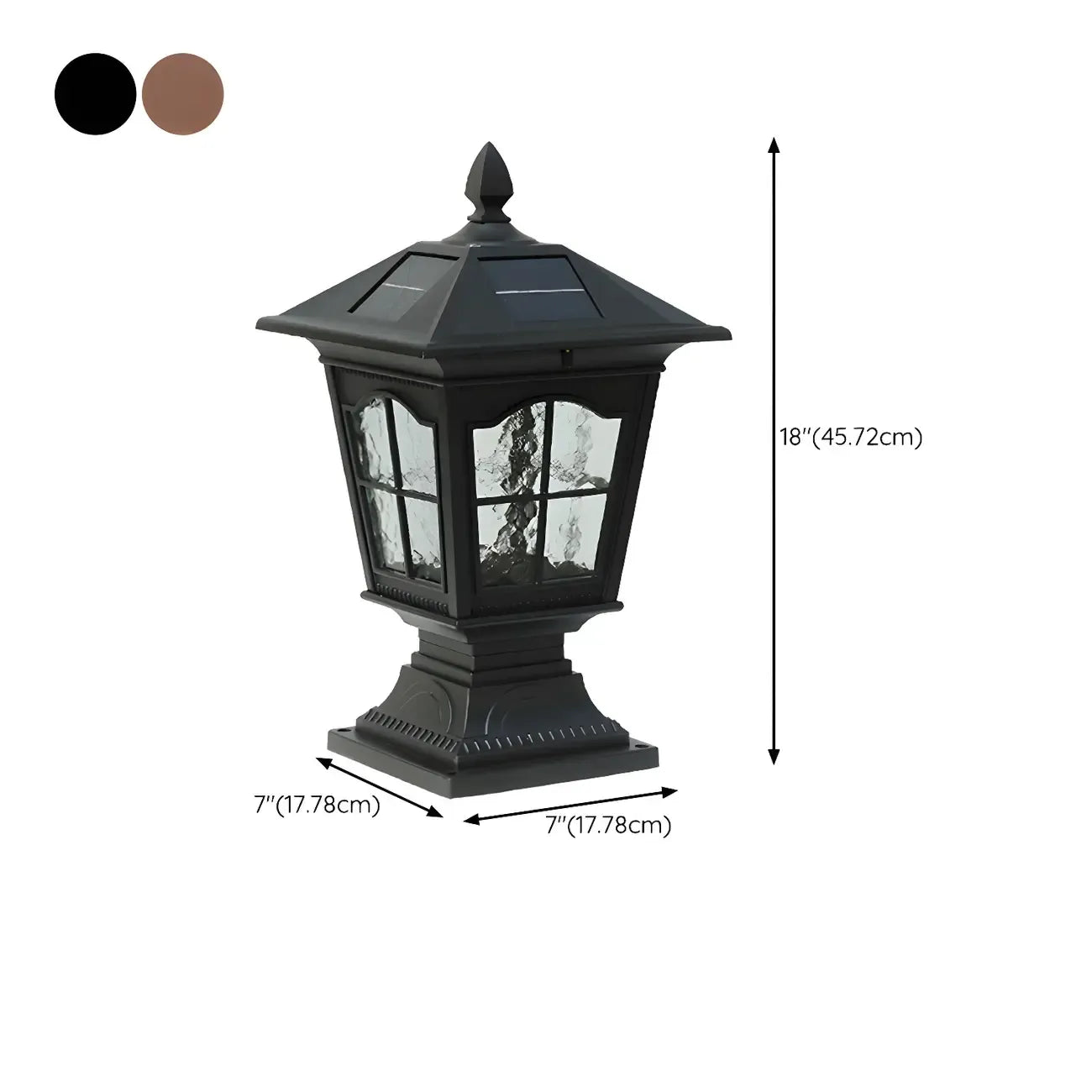 Retro Black Metal Clear Pane Solar Outdoor Post Lights