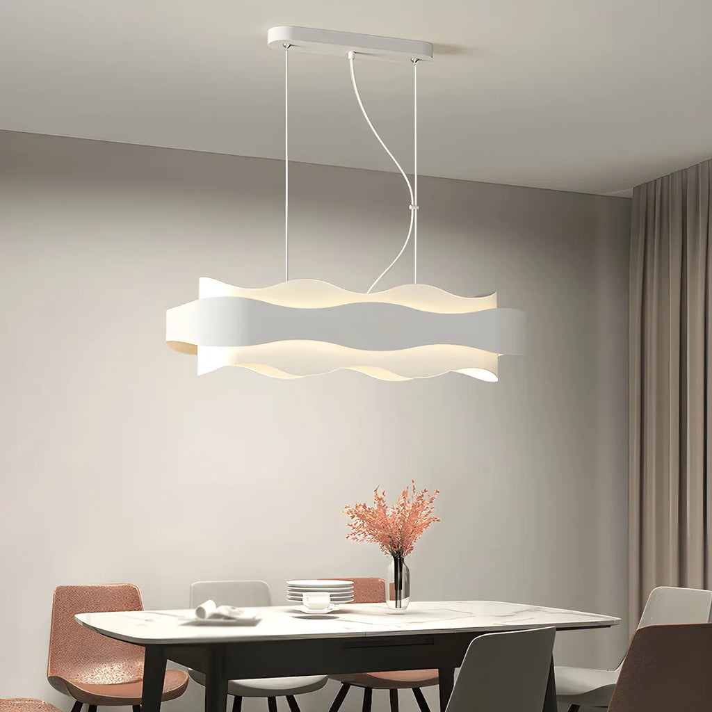 Modish White Metal Wave Pendant Light for Kitchen
