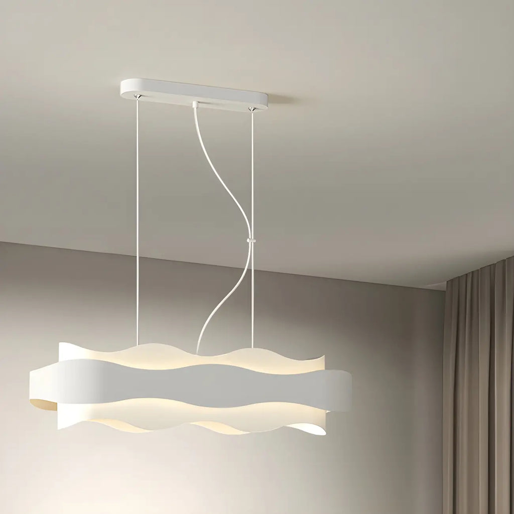 Modish White Metal Wave Pendant Light for Kitchen