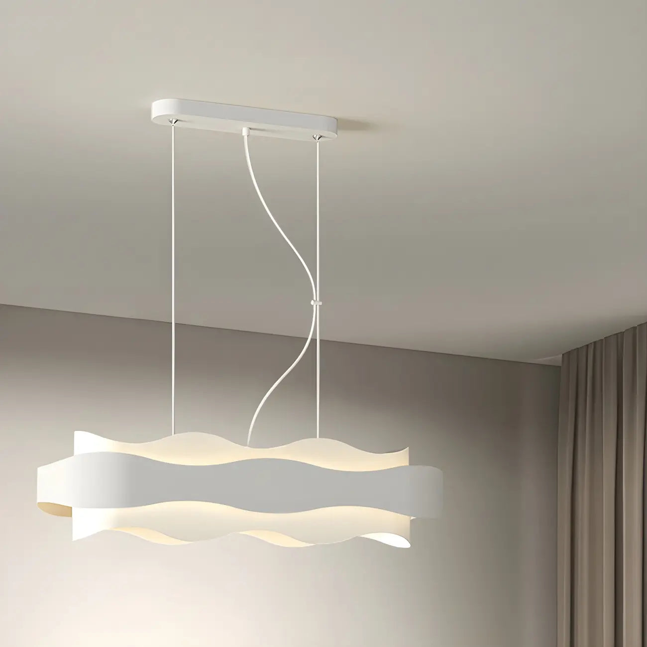 Modish White Metal Wave Pendant Light for Kitchen