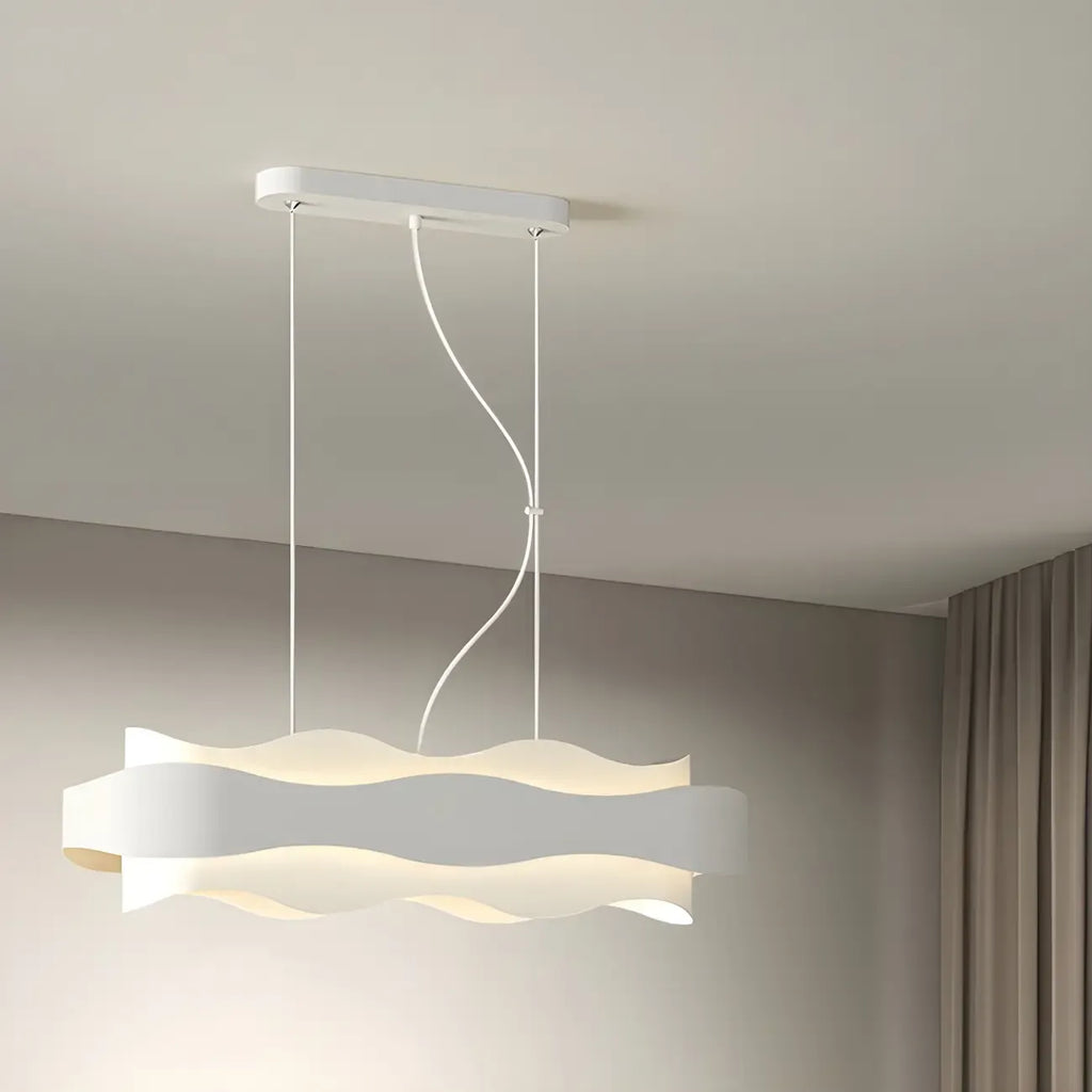 Modish White Metal Wave Pendant Light for Kitchen