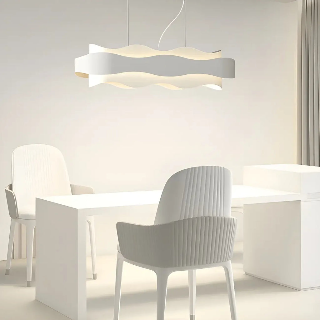 Modish White Metal Wave Pendant Light for Kitchen