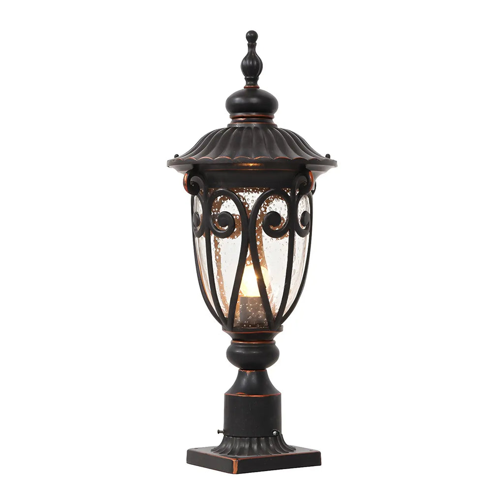 Retro Elegant Wired Black Metal Decorative Post Cap Light