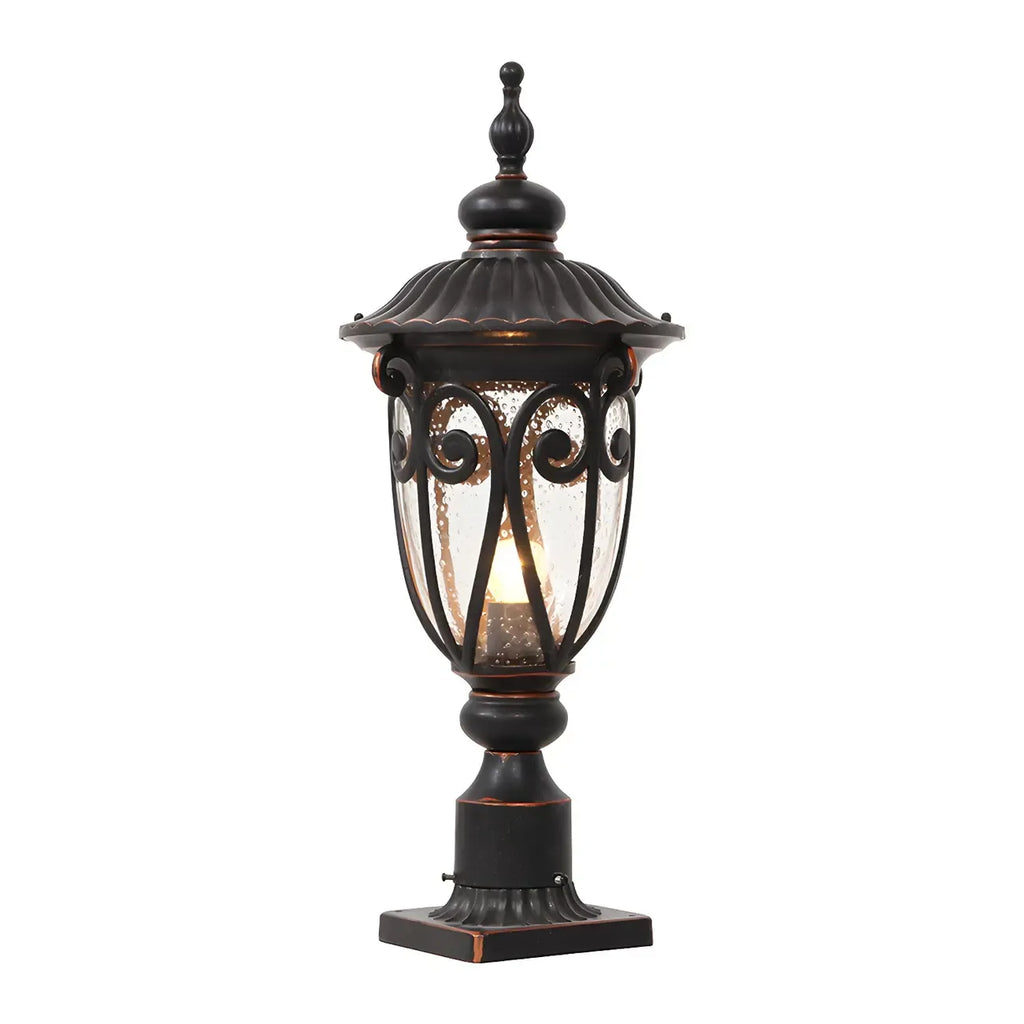 Retro Elegant Wired Black Metal Decorative Post Cap Light