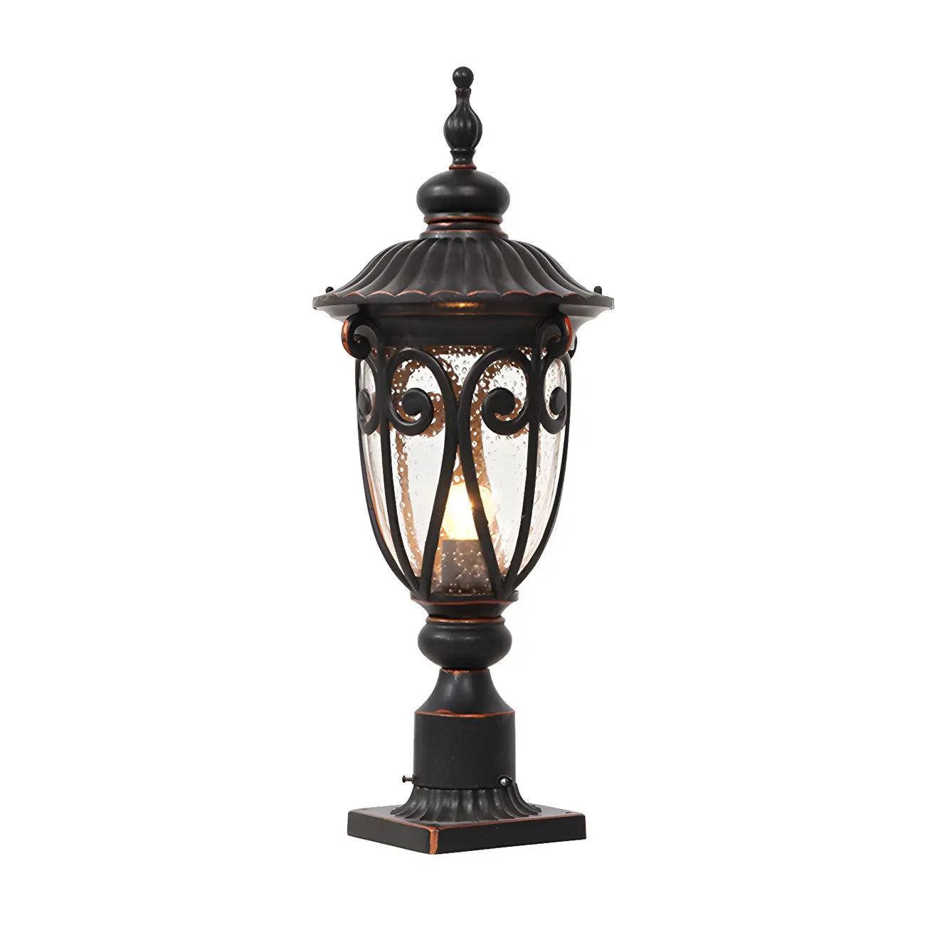 Retro Elegant Wired Black Metal Decorative Post Cap Light