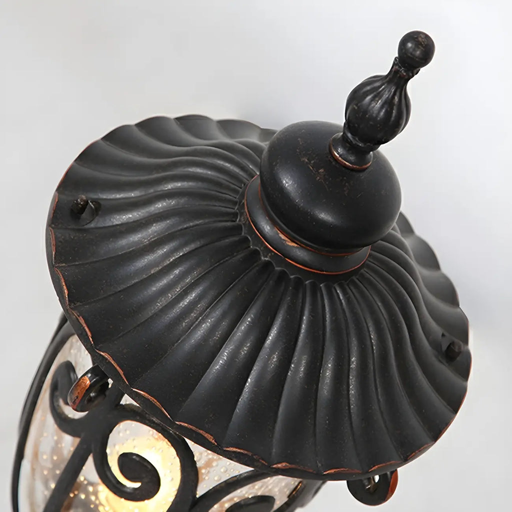Retro Elegant Wired Black Metal Decorative Post Cap Light