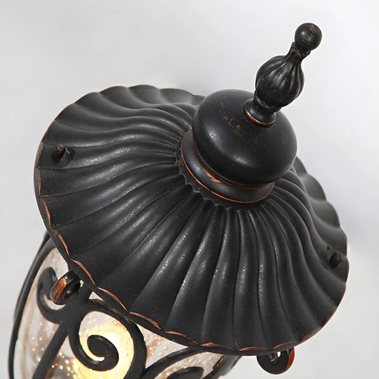 Retro Elegant Wired Black Metal Decorative Post Cap Light