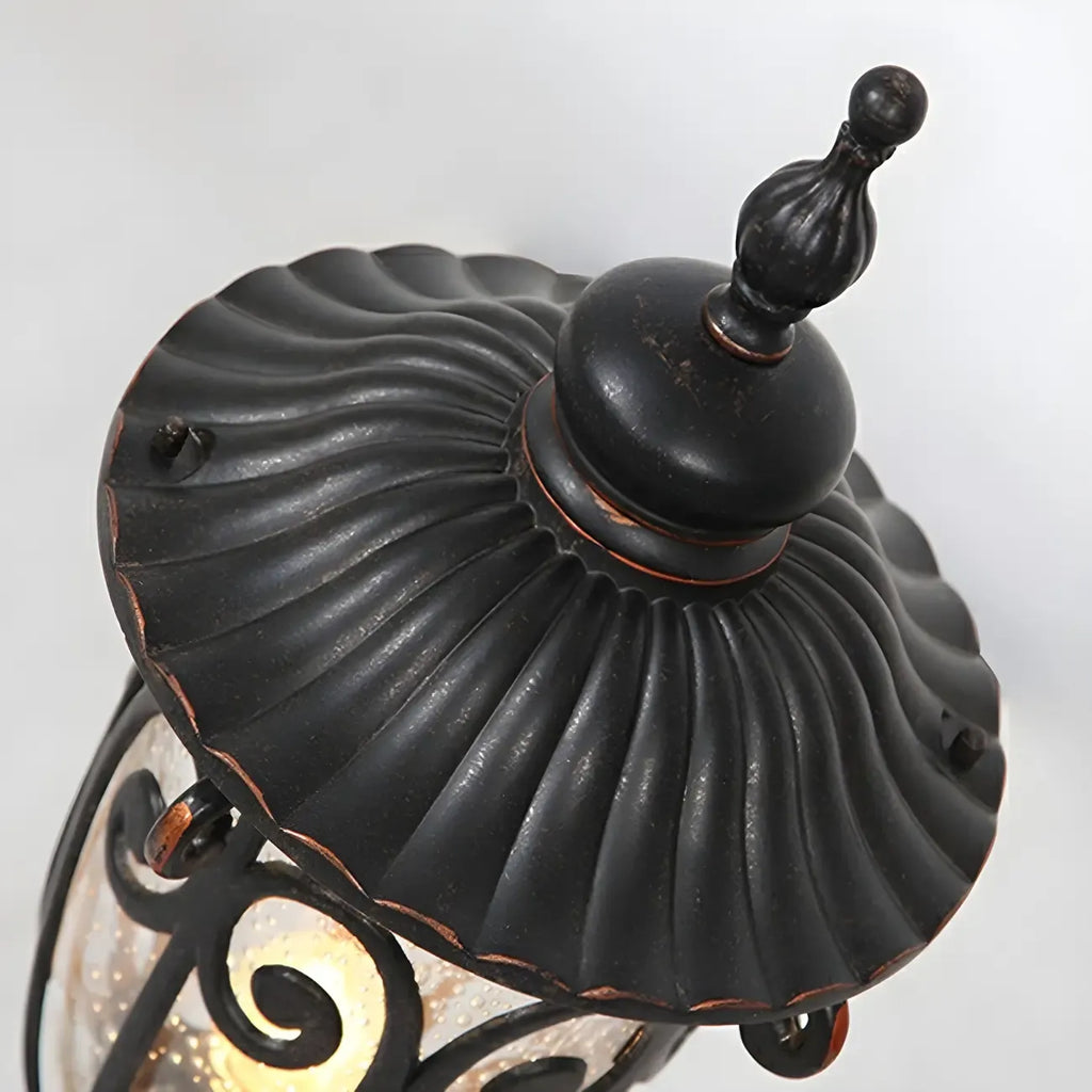 Retro Elegant Wired Black Metal Decorative Post Cap Light