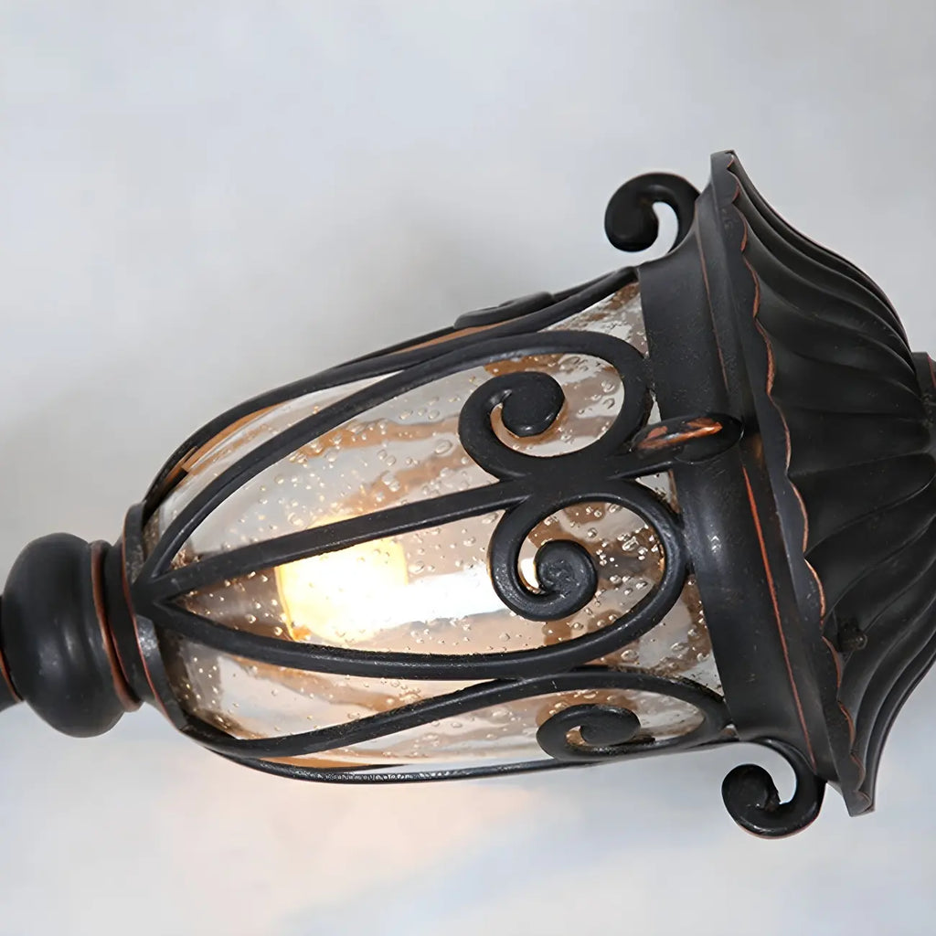 Retro Elegant Wired Black Metal Decorative Post Cap Light