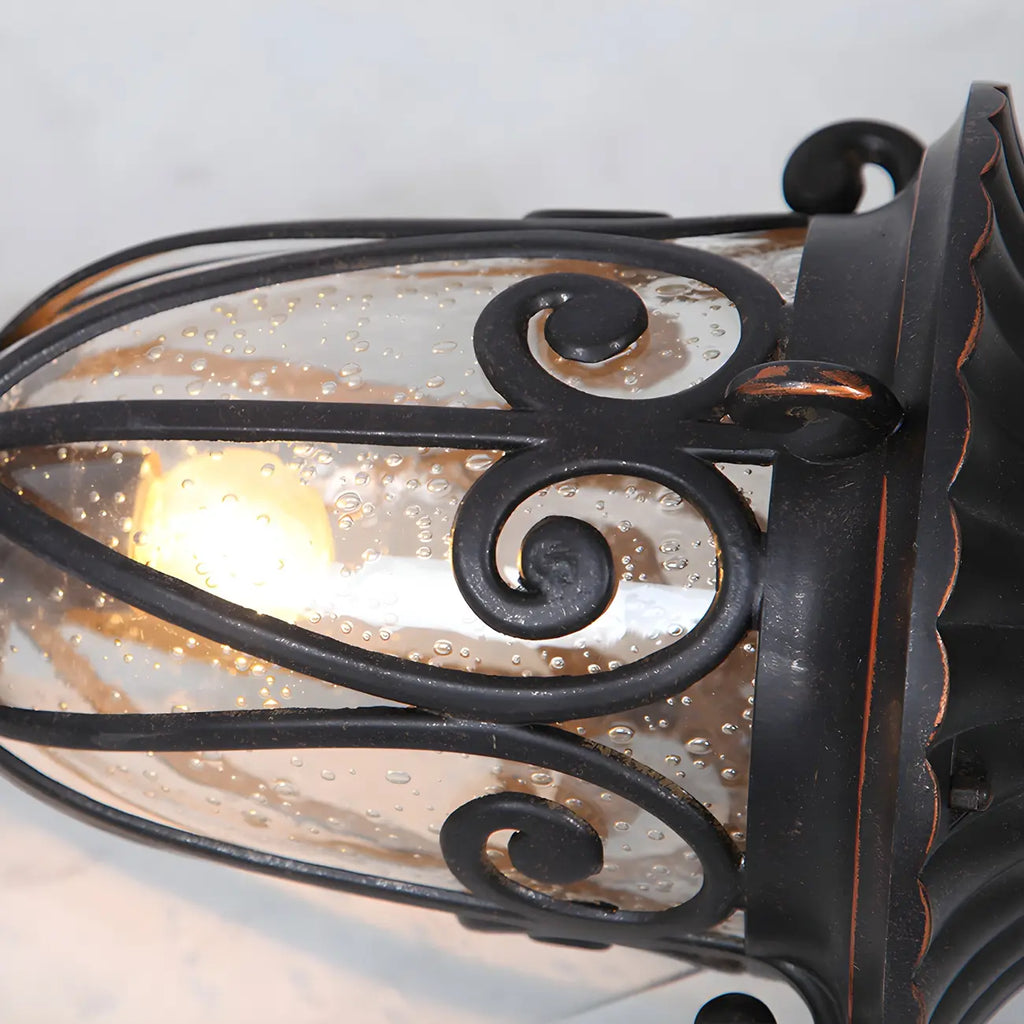 Retro Elegant Wired Black Metal Decorative Post Cap Light