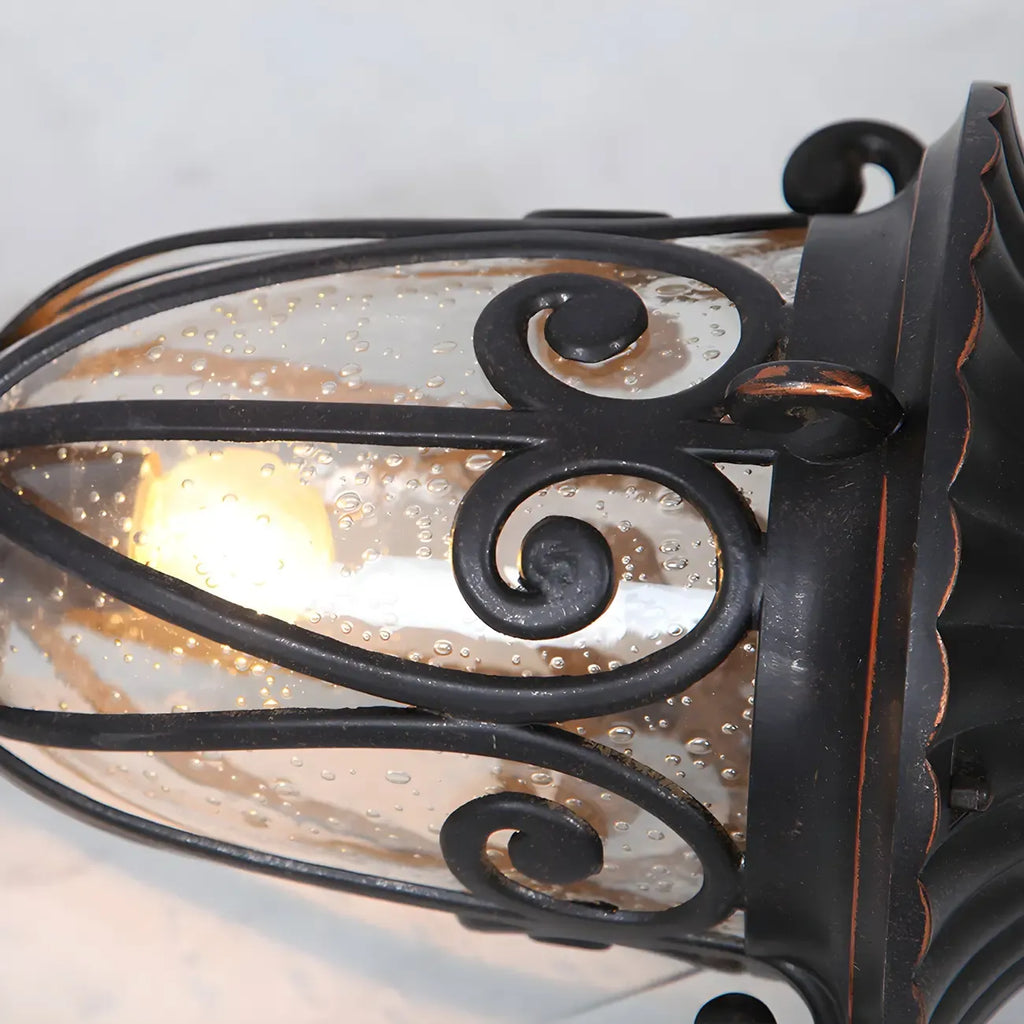Retro Elegant Wired Black Metal Decorative Post Cap Light