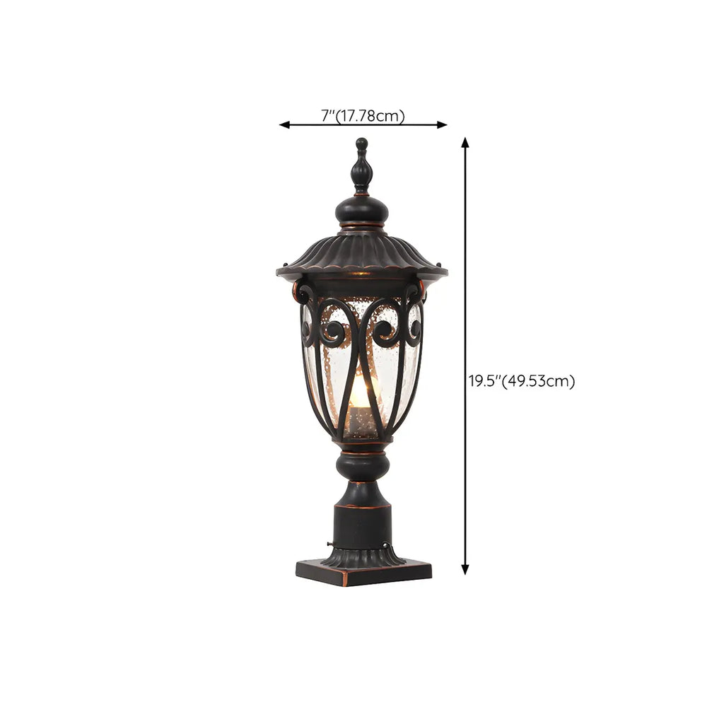 Retro Elegant Wired Black Metal Decorative Post Cap Light