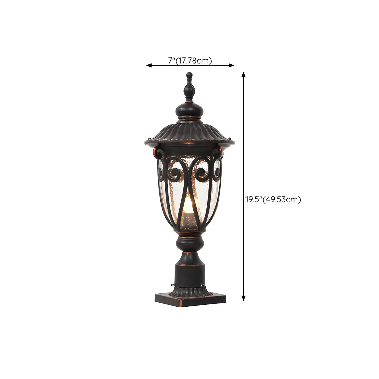 Retro Elegant Wired Black Metal Decorative Post Cap Light