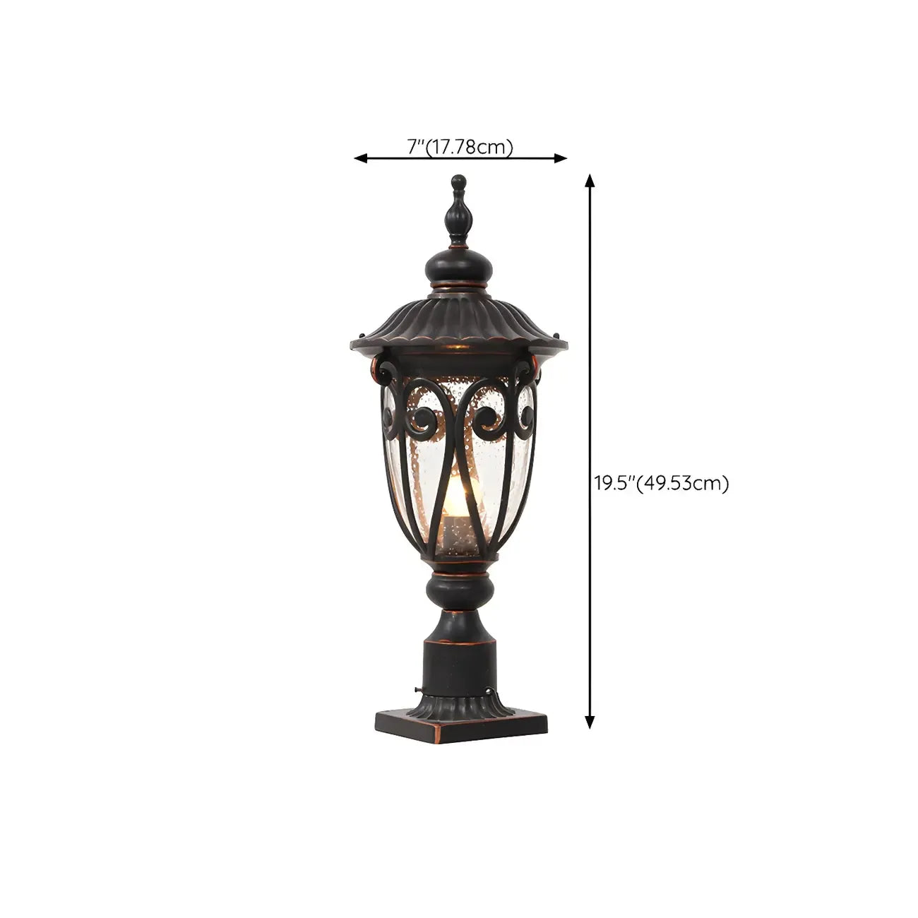 Retro Elegant Wired Black Metal Decorative Post Cap Light