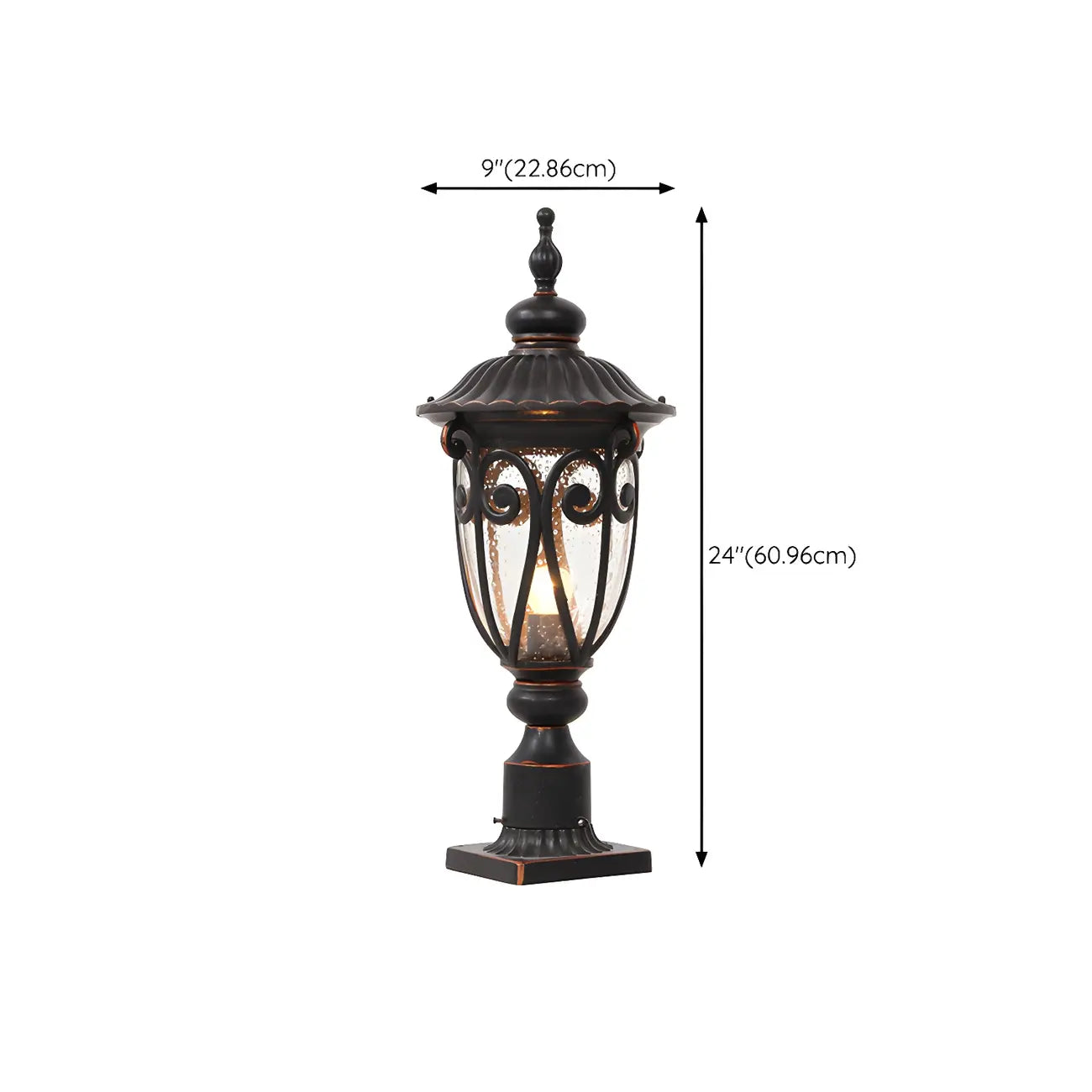 Retro Elegant Wired Black Metal Decorative Post Cap Light