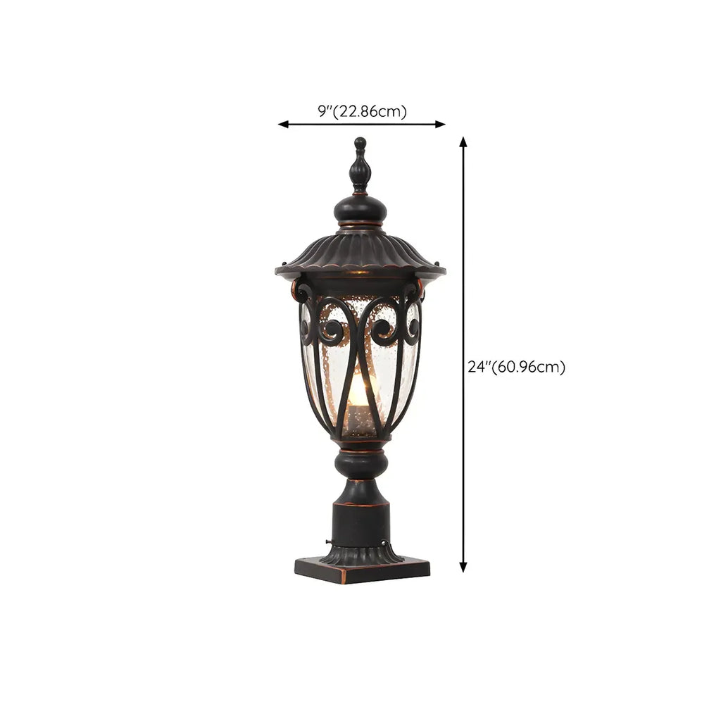 Retro Elegant Wired Black Metal Decorative Post Cap Light